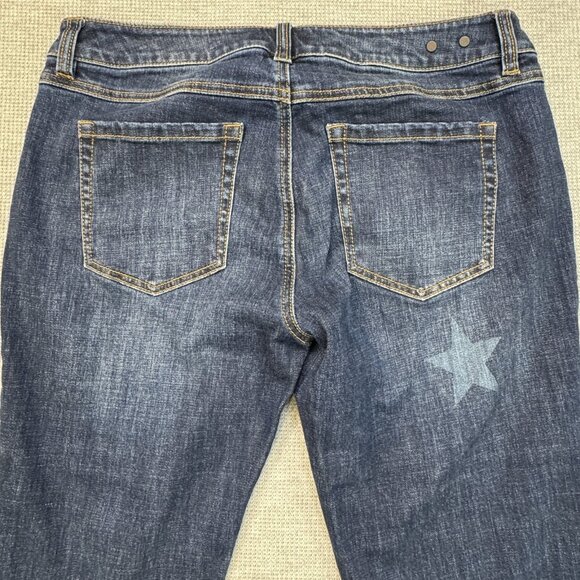 Cabi Womens Blue Denim Stars Slim Fit Boyfriend Jeans Cropped Rolled Cuffs Sz 6 - Picture 4 of 15